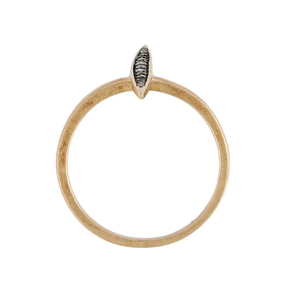 SOLD🥀 14k Solid Gold Diamond Skinny Navette Stacker Ring Size 5.25 ~ Vintage - Picture 10 of 11